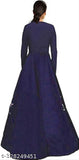 Silk embroidered net Urbane Retro gown, long sleeves, free size, India origin