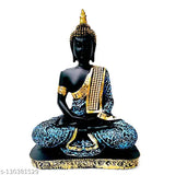 Madhu Gems resin Meditating Big Buddha statue (23cm), intricate Samadhi Idol for home decor & gifting