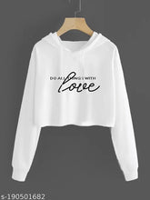 Scuba fabric, full-sleeve graphic print hoodie. Stylish crop top for girls and women in S, M, L, XL sizes (S: 32in bust, 18in length; M: 34in bust, 19in length; L: 36in bust, 20in length; XL: 38in bust, 21in length). Add a trendy touch to your wardrobe, origin India