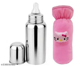 Stainless steel kids sipper bottle (Combo pack) - BLESSING ENT milk bottle with silicone nipple and cover, easy heating/cooling design, no leakage for milk feeding, India origin