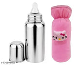 Stainless steel kids sipper bottle (Combo pack) - BLESSING ENT milk bottle with silicone nipple and cover, easy heating/cooling design, no leakage for milk feeding, India origin