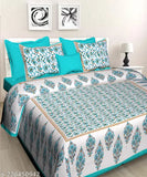 Double bed Jaipur 100% cotton floral sheets combo with 4 pillow covers, ideal for summer. Rajasthani-style home decor