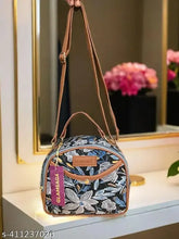 Trendy ikkat fabric sling bag with 3 compartments, washable and suitable for college girls or office women, cross-body style with handle for versatile carrying, handmade in India