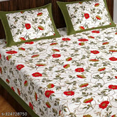 Multicolor 180TC 100% cotton Rajasthani Jaipuri double bed sheets set with 2 pillow covers, ideal for summer use