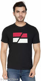 Black cotton blend half-sleeve Rebozo printed t-shirt for men, featuring vibrant pattern on chest area