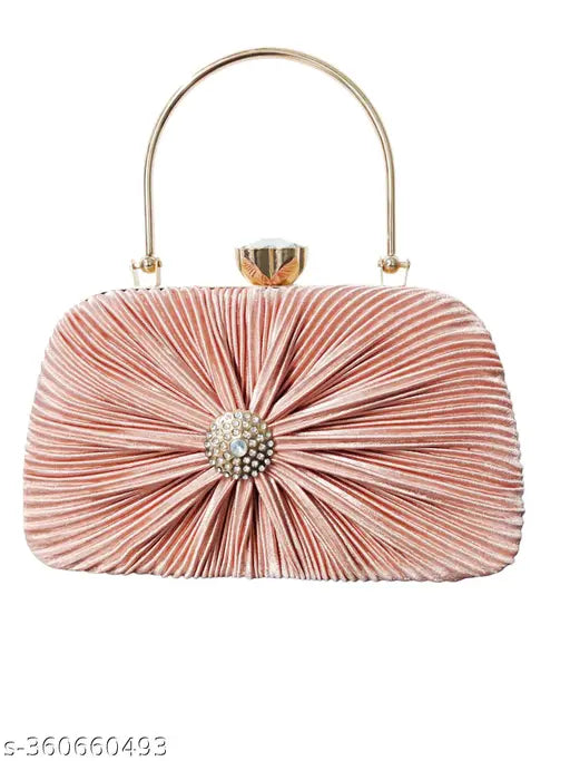 PU Women's & Girls Embellished Net Clutch, versatile for parties, formal events, bridal occasions. Detachable chain sling strap enhances style and function." (123 characters)