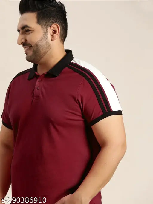 Fashionable cotton polo t-shirt by Urban Mans, solid color, short sleeves, available in XL, XXL, 4XL, 5XL, 6XL, and 7XL sizes