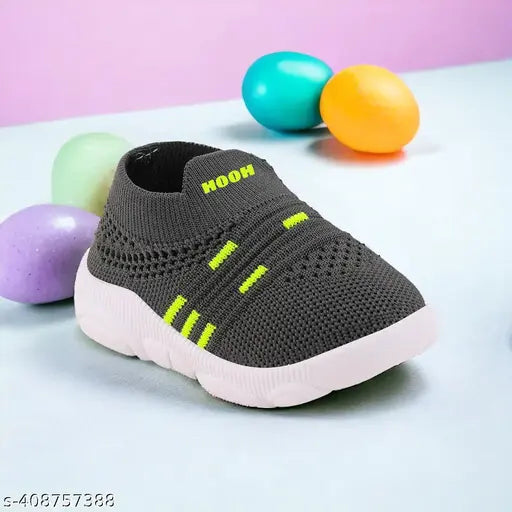 Grey canvas and rubber slip-on shoes with whistle sound for toddlers aged 2 years