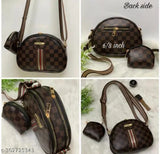 Brown PU Quilted Sling Bag for Women and Girls - 3 compartments, party wear, casual, business, ethnic. Made from synthetic PU material, convenient size for daily use