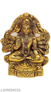 Brass Hanuman Idol, 12cm x 12cm x 8cm, Panchamukhi figurine for home decor, Indian origin