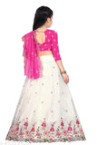 Embroidered dupion silk lehenga choli with net dupatta and cut work border, suitable for 8-12 year olds, semi-stitch net fabric and unstitched blouse, made in India
