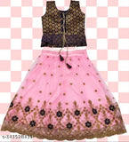 Kids girls readymade net lehenga choli with embroidered patterns, available in various sizes from 2-15 years. Indian traditional party wear for little ones