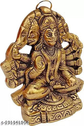 Handcrafted brass Panchmukhi Hanuman ji Murti/Bajrangbali decorative Diwali pooja showpiece (L11cm, B15cm, H13cm) - Hindu deity for home or gifting