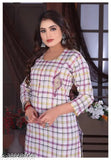 Women's checkered cotton kurtis, three-quarter sleeves, Indian ethnic wear, XL to 5XL sizes available