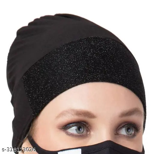 Shimmer cotton canvas Islamic head wrap, onessize hijab cap for modesty and comfort