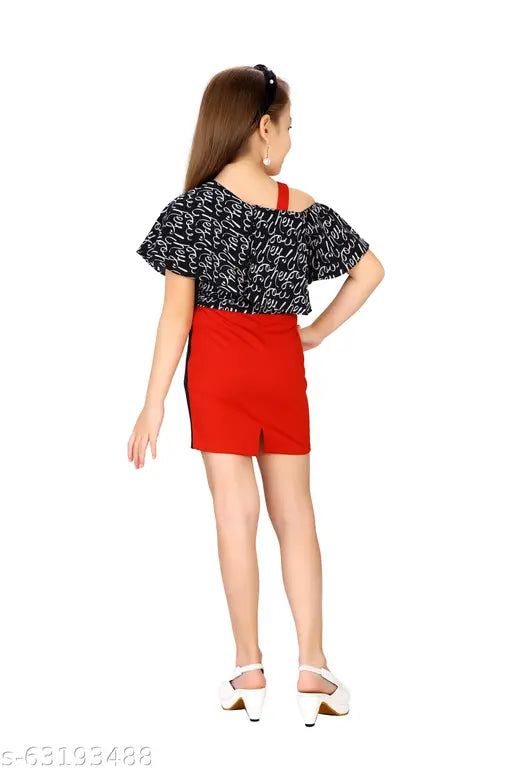 Girls printed polyester oneshoulder midi dress, 9-10 years size (29in bust, 31in length), fashionable pocket