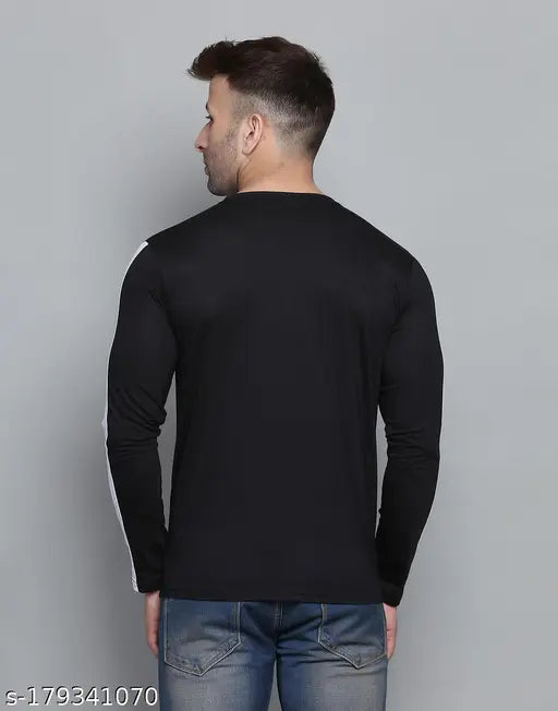 International men's cotton blend full-sleeve solid t-shirt, perfect for casual wear. Sizes: S (36in/26in), M (38in/27in), L (40in/28in), XL (42in/29in), XXL (44in/30in). Origin: India
