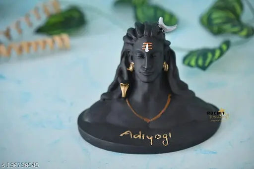Handcrafted polyresin meditating Buddha statue for home decor, car dash board, office puja corner - 17cm Adiyogi Bhagwan Shiv Ji Shiv Ji Dhyan Shiv Idol, India origin