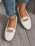 Synthetic upper buckle detailed loafers, stylish & comfortable for women and girls - STRASSE PARIS
