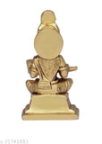 Brass Annapurna Devi idol, ornate brass god figure from India, symbolizing home happiness and stability