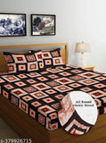 Glace cotton, super soft double bed sheet set with 2 pillow covers - ideal for summer, checked print, fine quality