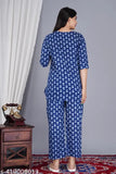Stylish rayon cotton nightsuit set with printed top and pyjamas, elegant lounging wear for women