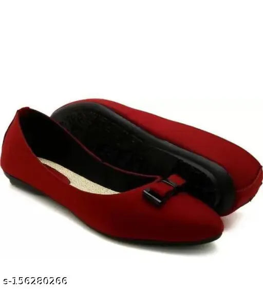 Red synthetic slip-on bellies for women and girls from latest ethnic sandal collection