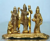 Brass gold Ram idol, intricately designed 5-inch statue from India