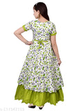 Cotton-blend self-design net frock gown for girls, 3-10 years sizes available