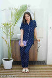 Blue rayon print nightgown with short sleeves, crafted from breathable fabric for comfort and ease of care