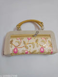 Embroidered net fabric clutch purse and handbag, free size, India-made women's accessory (Length: 20cm, Width: 10cm)