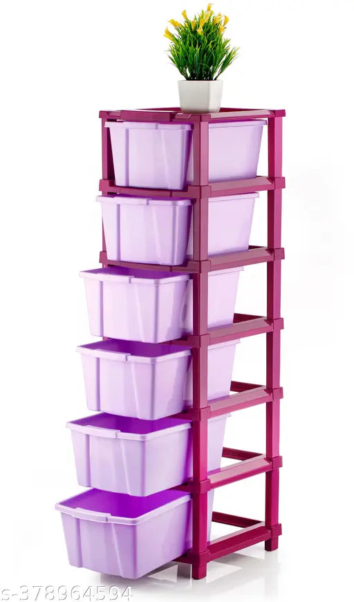 Purple & Clear Plastic Four-Drawer System for Home, Office, or Kids Organisation