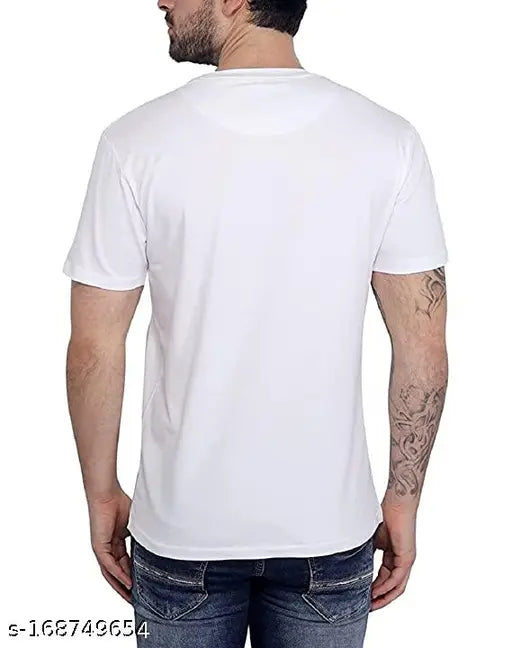 Men's white Doraemon printed polyester t-shirt, short sleeves, graphic design, comfortable and stylish