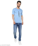 Sky Blue & Black Urban Rod Stretchable Lycra GYM T-Shirt Pack (Sleeve Length: Short, Pattern: Striped), ideal for sports, gym, and casual wear