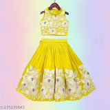 Embroidered Georgette Lehenga Choli for Baby Girl - Jogmaya Fashion, Indian traditional wear for 2-3 years, sleeveless design with stitched net detail