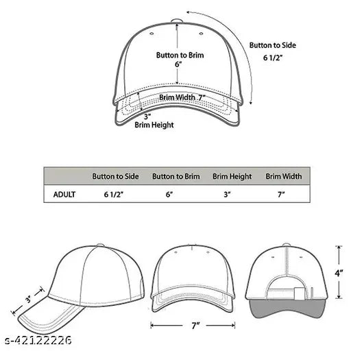 Blue cotton baseball cap, attractive design, embroidered pattern for men and women. One size fits all, adjustable strap, easy to wash. Made in India