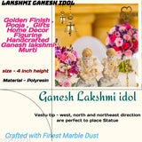 Multicolor poly resin Lakshmi Ganesh statues, 10cm tall; ideal for Diwali Pooja, home decor, and festivals