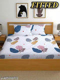 Cotton superfine, elastic fitted romantic double king bedsheet (72x78) with 2 pillow covers (18x28), ideal for summer, made in India