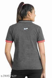 Vintage-style women's cotton polo shirt with jacquard micro motif, short sleeves, and reflective patches. Perfect for casual outings or a stylish workout. Made in India