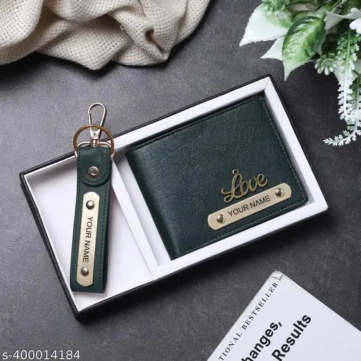 Customized faux leather wallet, 5 compartments, personalize with name & color
