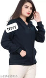 Plus size fleece zip-up huddy, solid color, long sleeves. XXL (bust 44in, length 26in), made in India