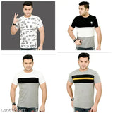 Colorblocked cotton t-shirt for men, short sleeves, India origin