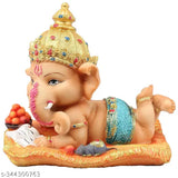 Decorative resin Ganesha statue, 16cm x 12.9cm, Indian craftsmanship, for home decor & office gifts