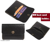 Genuine leather ATM card holder, solid PU with 2 compartments for cards and IDs, free size (8cm x 6cm), stylish accessory for personal use or gifting