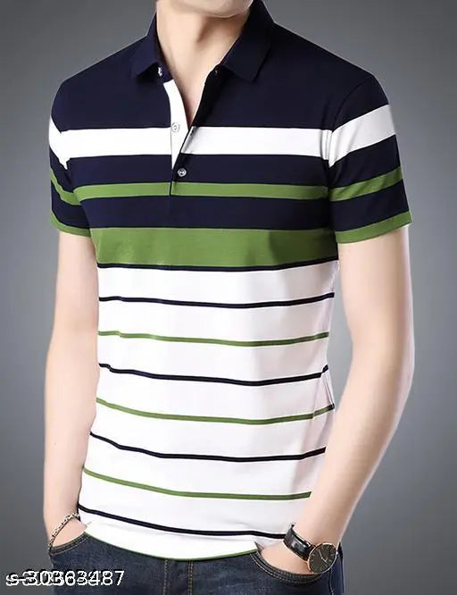 Cotton blend, printed polo t-shirt for men, anti-odor feature - India