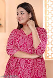 Pink premium rayon co-ord set: printed elegant top & pants by Shivansh, trendy Indian cotton blend pyjamas