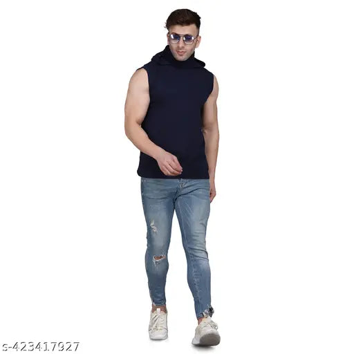 Cotton sleeveless cut-sleeve t-shirt, elegant style for men, India origin