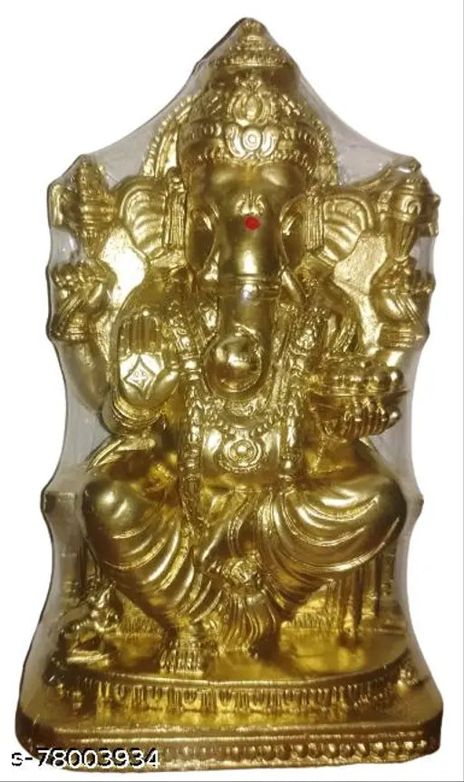 Poly Resin Ganesh Idol, 13cm tall Indian-made Lord Ganesha statue on display