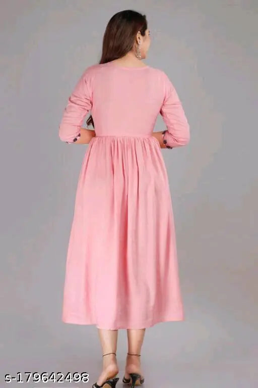 Rayon embroidered Anarkali Kurta, three-quarter sleeve women's ethnic wear from India