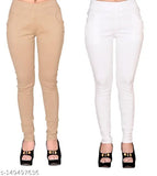 FeelBlue Lycra jeggings pack of 2, stretchable and comfortable with pockets, women's fashion, solid color, various sizes available from 28 to 36
